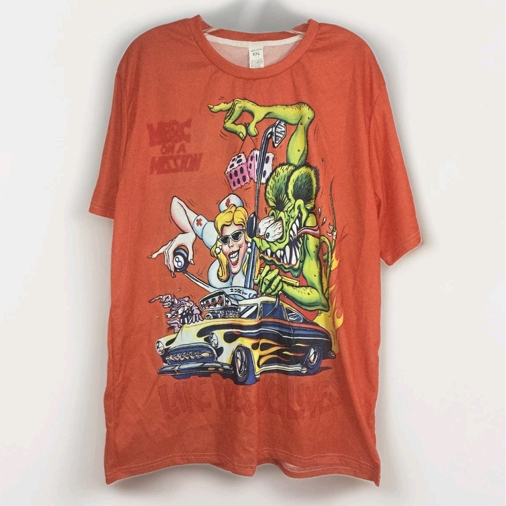 Rat Fink Big Daddy Lake Pipes Save Lives - Merc On A Mission Shirt XXL Polyester